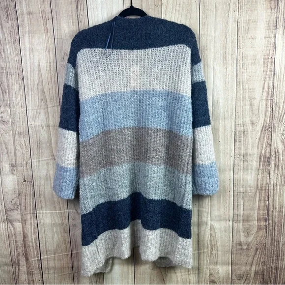 Pepin for Anthropologie Women's Striped Sweater Alpaca Wool- Blue and Gray - Picture 7 of 7